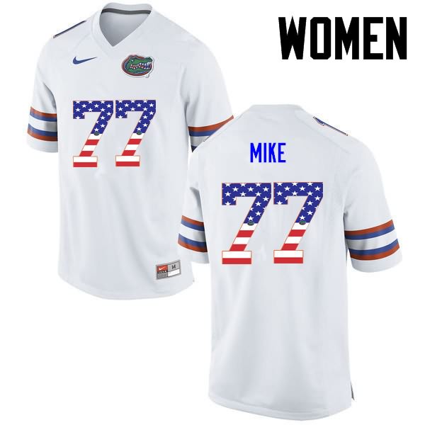 NCAA Florida Gators Andrew Mike Women's #77 USA Flag Fashion Nike White Stitched Authentic College Football Jersey HQT3664MU